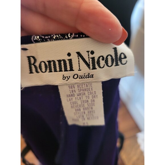 NWT Vintage Y2K Purple/Silver Floral Slinky Top XL Glitter Square Neck Retro - Picture 9 of 9